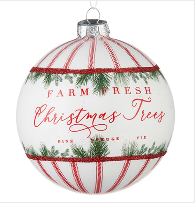 Large Glass Christmas Tree Ornament with Sentiment Farm Fresh Christmas Trees