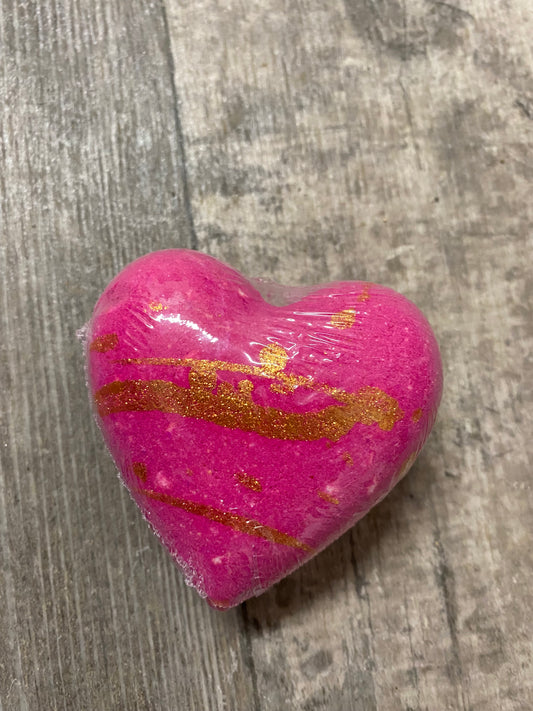 3D Black Cherry Merlot, Heart Bath Bomb with Gold Trim