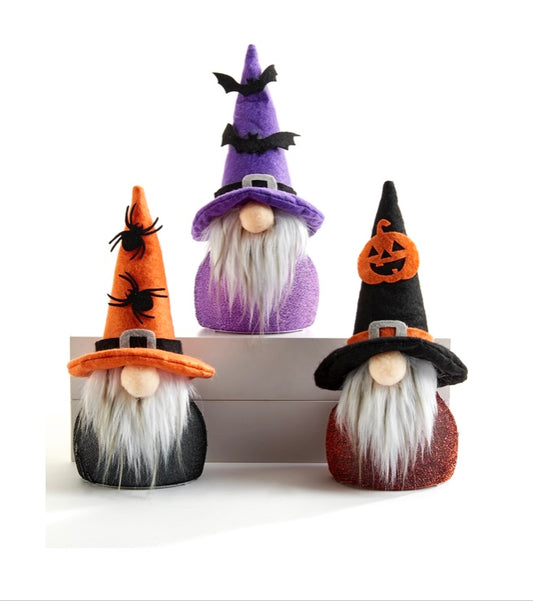 Halloween LED Gnomes, 3 Assorted
