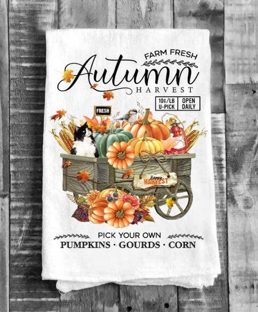 Farm Fresh Fall Autumn Harvest Tea Towel