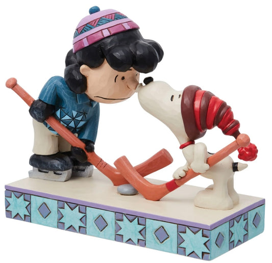 Snoopy and Lucy Playing Hockey
