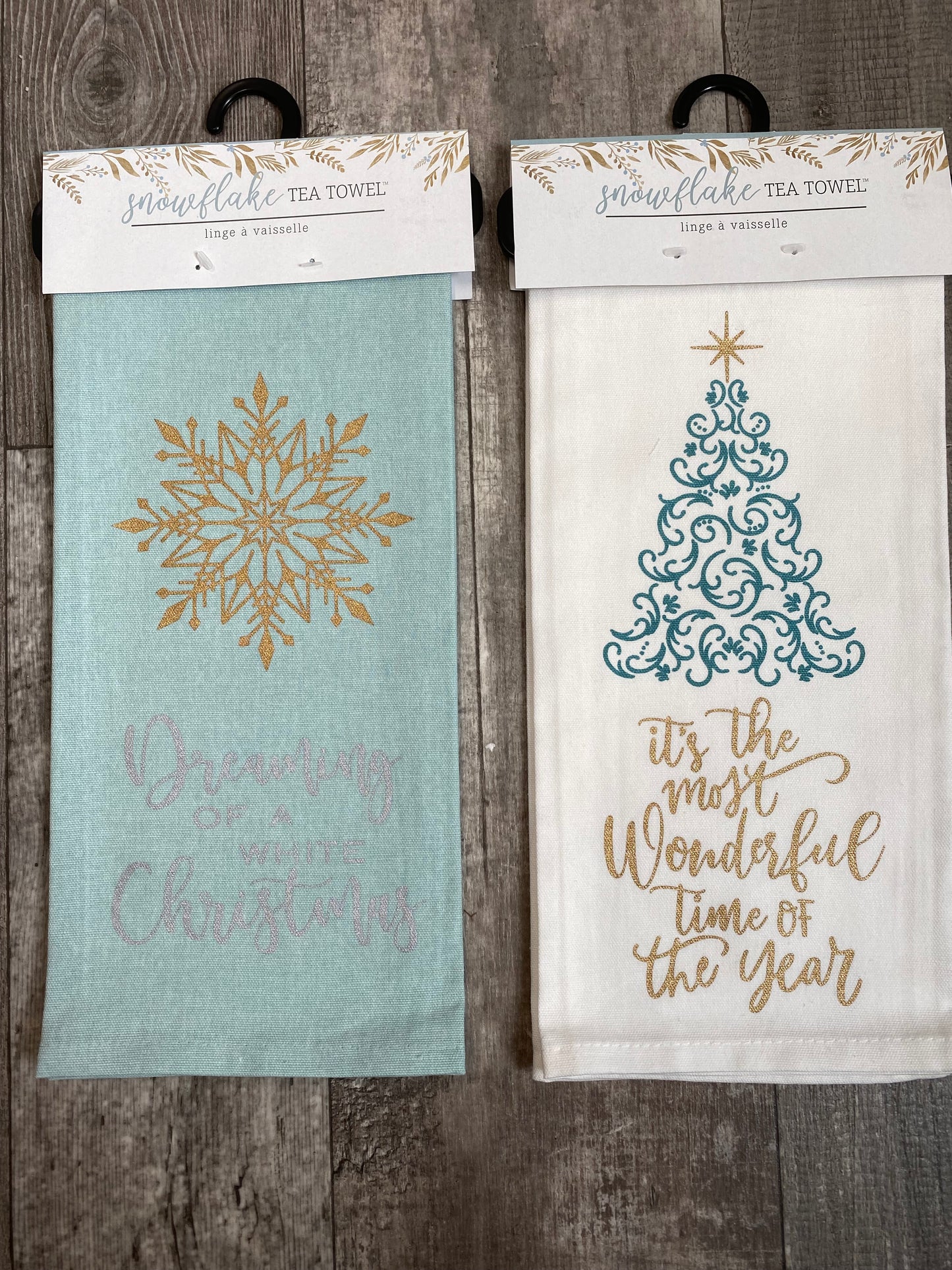 Cotton Christmas Tea Towels, 2 Assorted