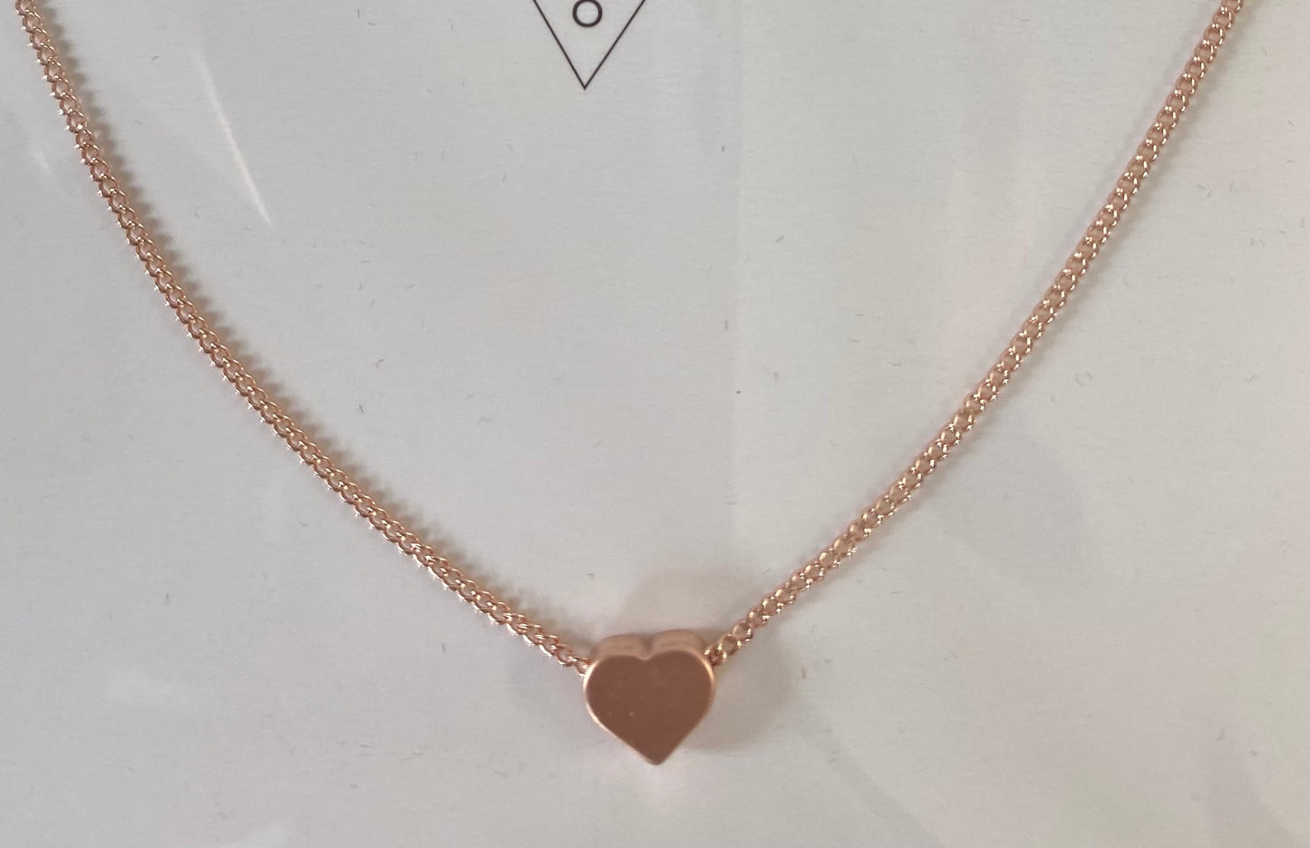 Dainty Rose Gold Heart Necklace, 18 inch