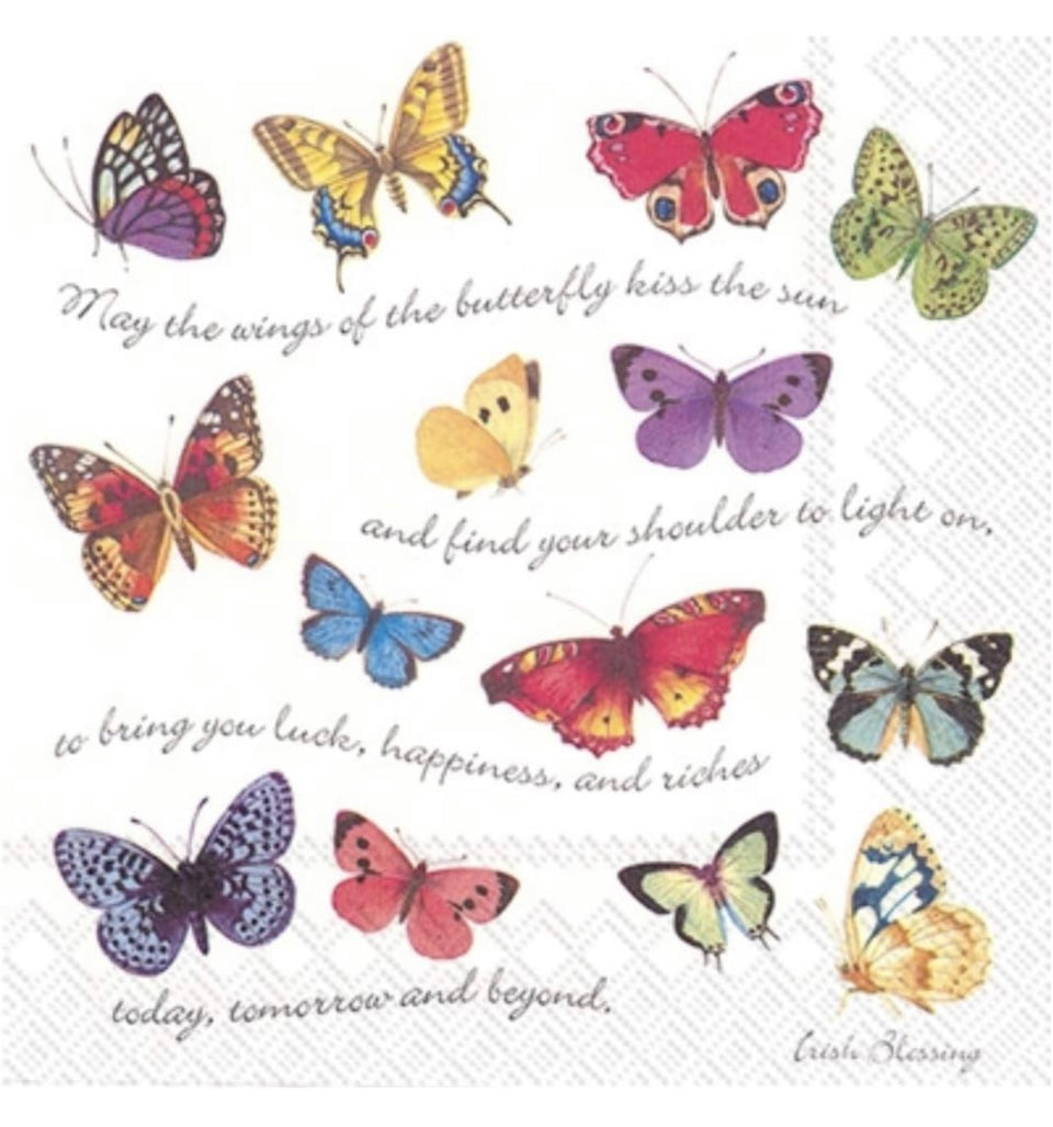 Paper Napkins, Butterflies-Irish Blessing by IHR