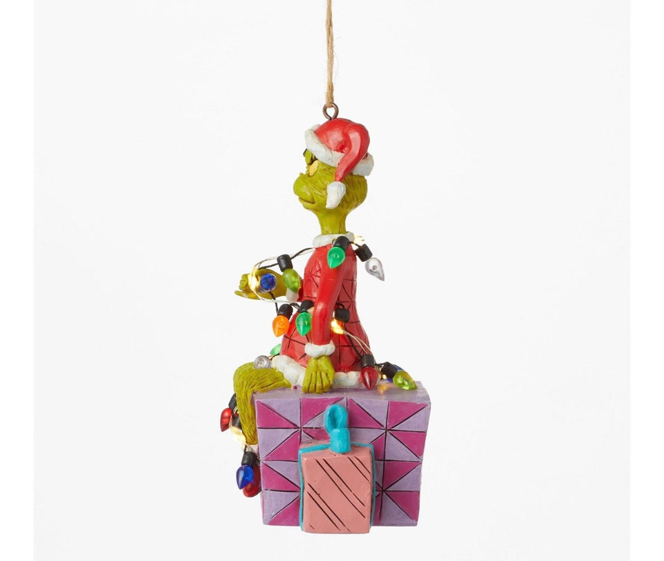 Grinch on Present Ornament (Lights Up)