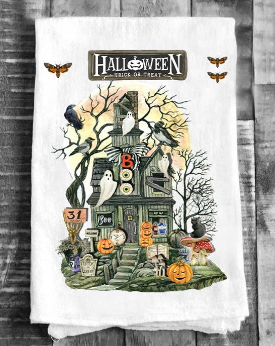 Halloween Haunted Flour  Sack Tea Towel