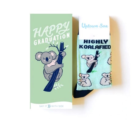 Happy Graduation Card, with Socks- Highly Koalified