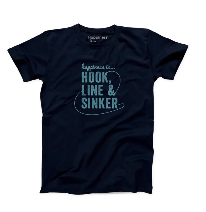 Happiness Is Hook Line & Sinker, Mens TShirt