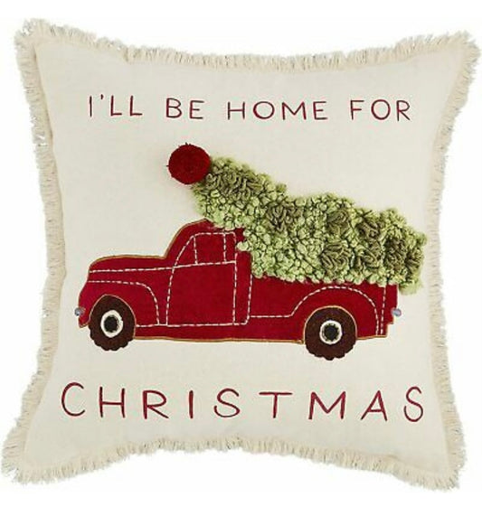 Truck Appliqué Pillow, 18 x 18 inches by Mud Pie