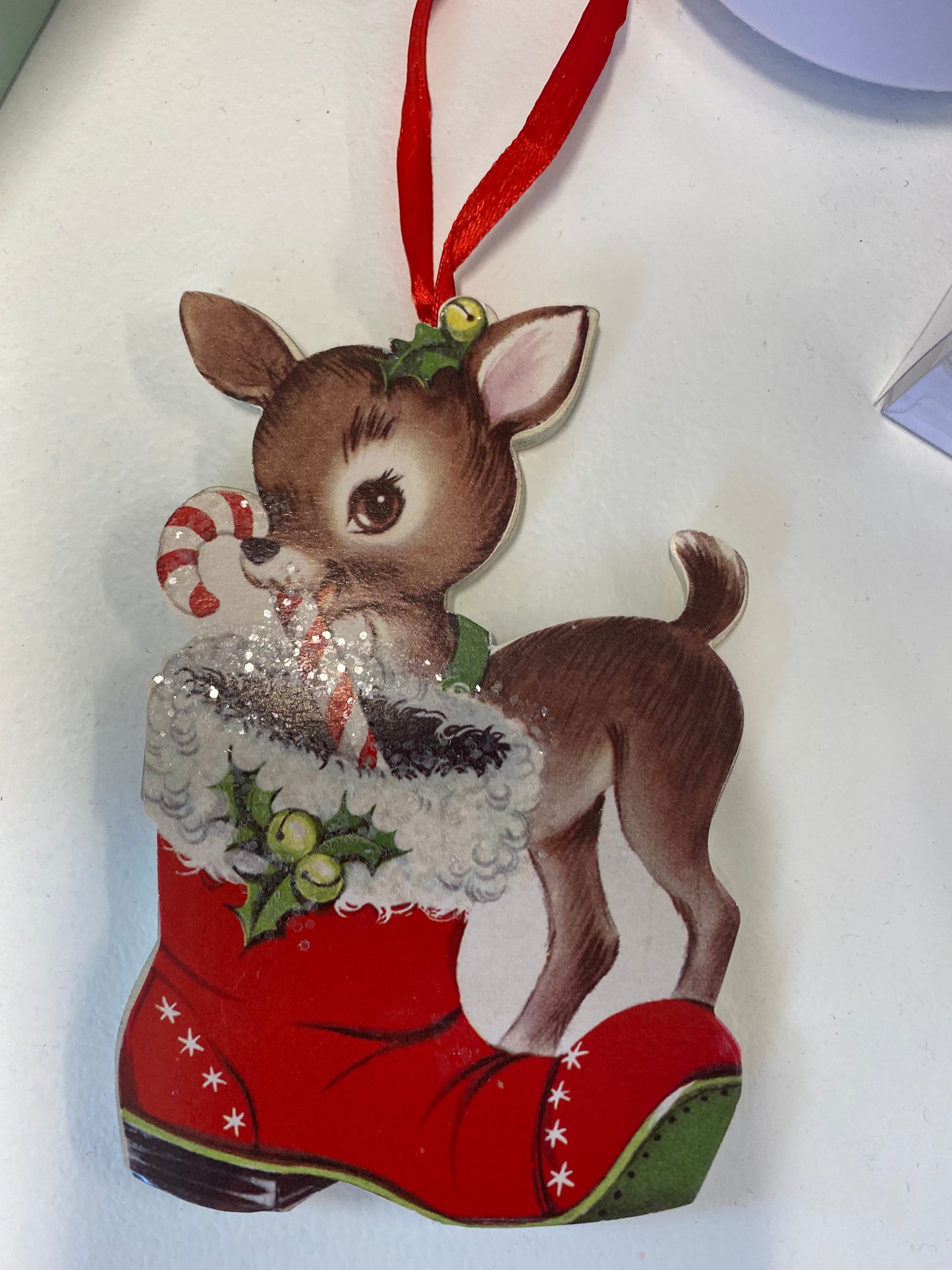 Wooden Vintage Reindeer  Ornament