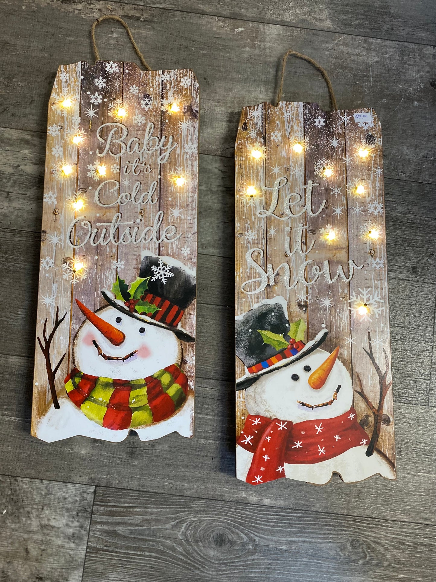 Snowman Signs LED, 2 Assorted