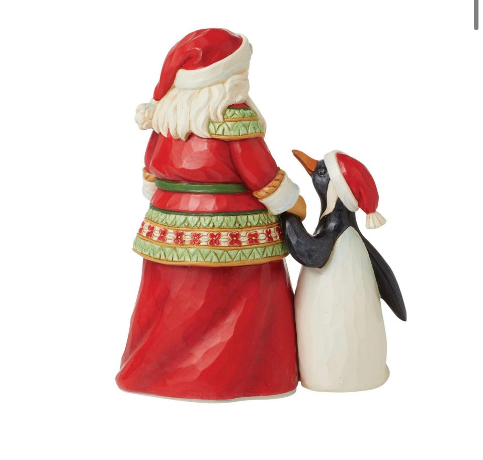 Pint Size Santa with Penguin
