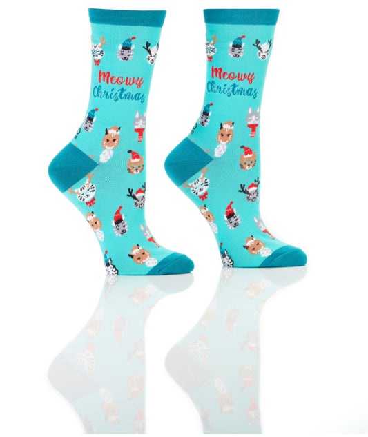 Meowy Christmas, Womens Socks