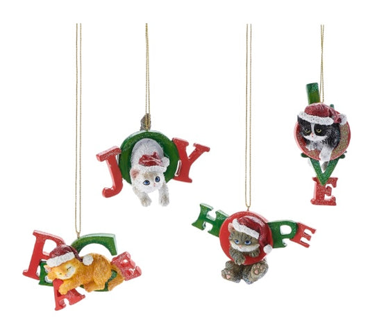 Cat Ornament, 4 Assorted