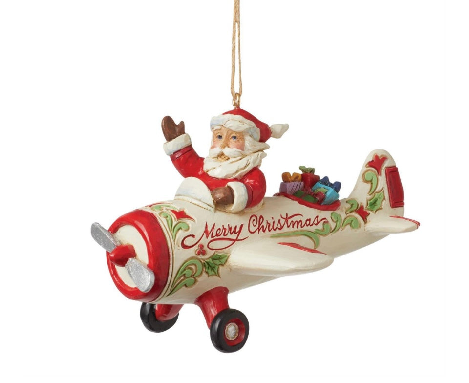 Santa in Airplane Ornament, Jim Shore