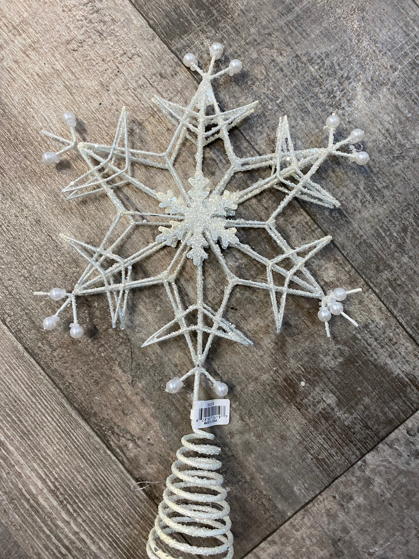 Star Tree Topper with Glitter and Pearls on Tips
