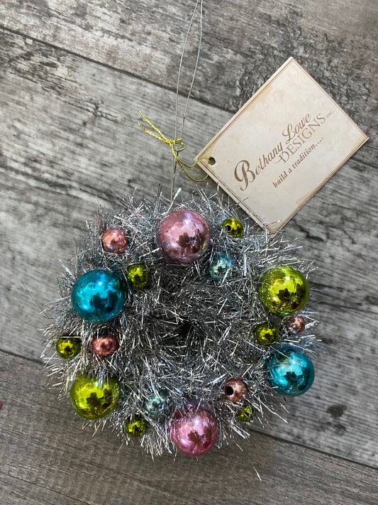 Pastel Tinsel Wreath Ornament by Bethany Lowe