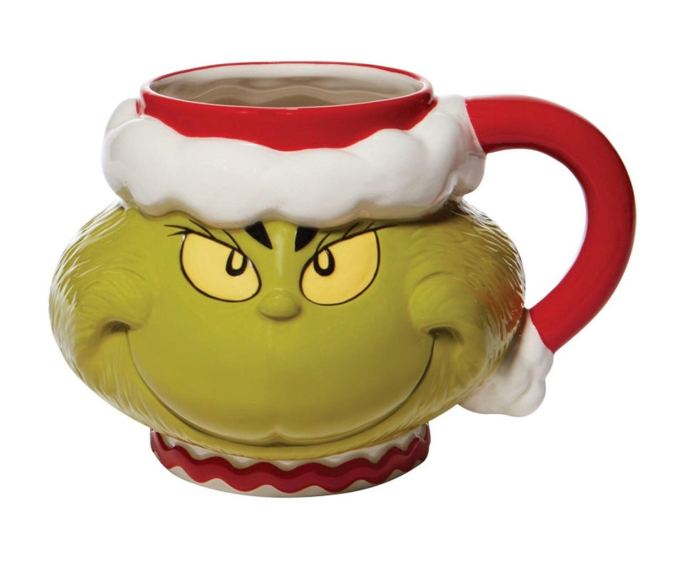 Large Santa Grinch Sculpted Mug