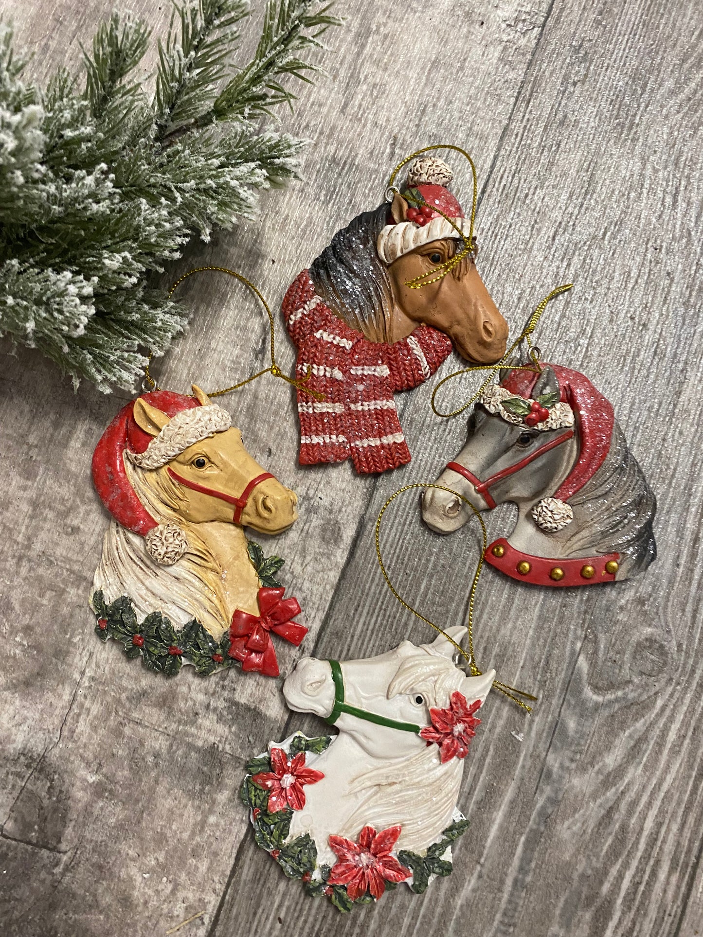Horse Head Ornaments, 4 Assorted