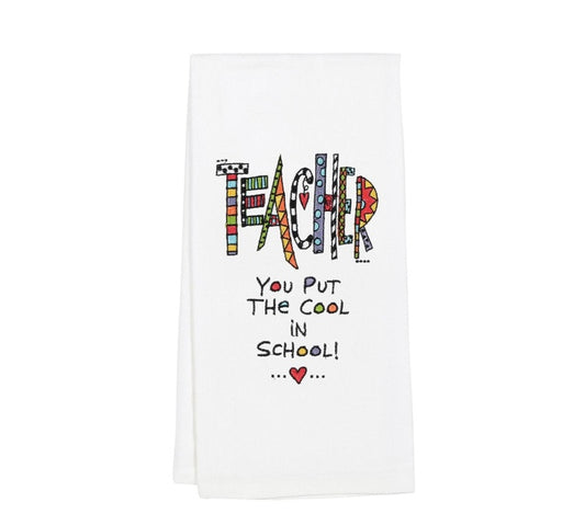 Embroidered Teachers Tea Towel